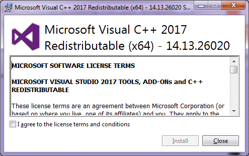 visual studio 2019 x64 redistributable