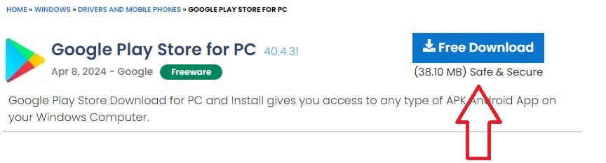 Download BlueStacks for install playstore for pc